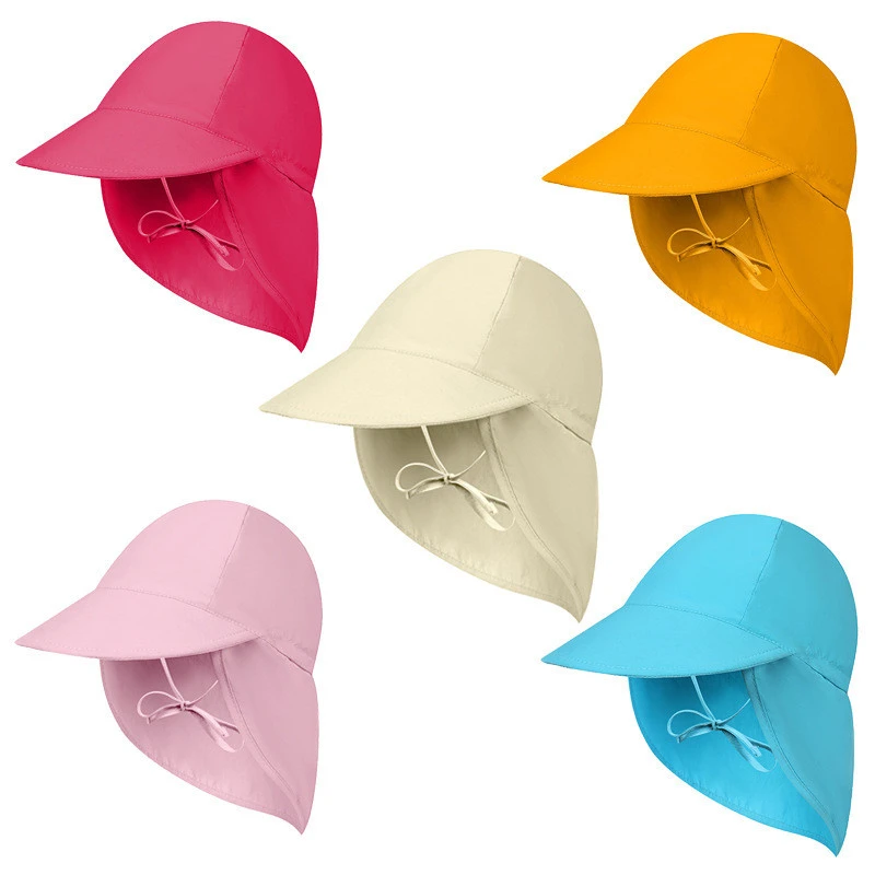 Baby Infant Toddler Cap UPF 50+ UV Protection Adjustable Breathable Summer Beach Neck Flap Quick Dry Wide Brim Sun Bucket Hat