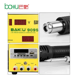 BAKU hot product double digital display 3 in 1 hot air bga soldering station with power supply(BK-909s)