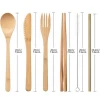 Bamboo Travel Utensils ,Cutlery Flatware Set Include Reusable Bamboo Fork, Knife, Spoon, Chopsticks, Straw, Cleaning Brush
