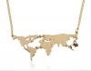 Best selling fashion custom zinc alloy metal world map gold necklace jewelry