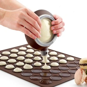 BHD Silicone Macaron Kit Decorating Piping Pot Pastry Baking Mat Capacity 48