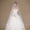 Brand New Elegant Wedding Veils With Bead Lace Crystal Trim White/Ivory Wedding Accessories Long Bridal Veils