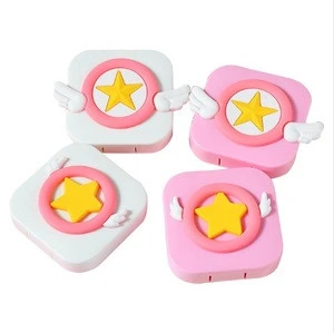 cartoon  cute wings star contact lens case  companion case with tweezers and solution bottle