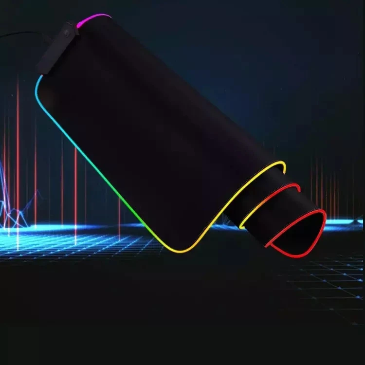 CE certified  Full English packaging 300 * 800 * 4mm custom lighting colorful RGB mice pads led game non-slip USB mouse pad