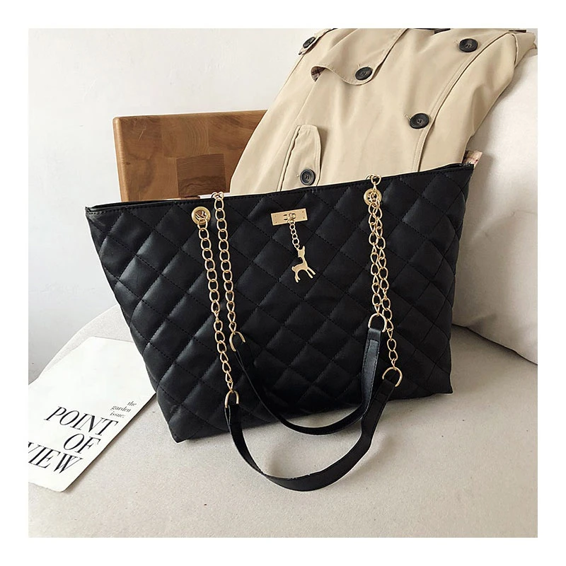 Chains Large Shoulder Bag Women Bags Designer Female Travel Totes Leather Pu Quilted Bag Female Luxury Handbags Sac A Main Femme