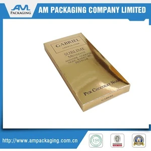 Cheap Folding Carton Chocolate Bar Packaging Box With Golden Foil Logo