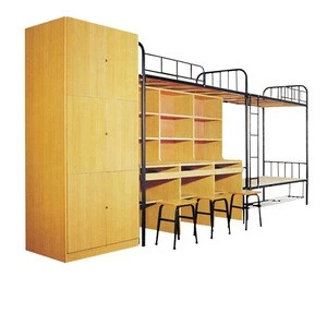 Cheap Sale Bunk Beds for school  Combined bed with drawer wardrobe  and Ladder dormitory beds