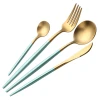 Cheap Wholesale gold and grenn cutlery set  Flatware Set Stainless Steel Cutlery