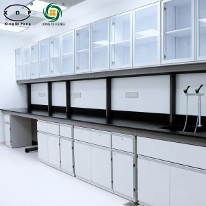 Chemical Laboratory Furniture Wall Workbench with Full Cabinet Floor Mounted  Cabinet