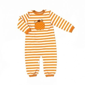 children&#039;s pumpkin embroidery long sleeve woven cotton clothing sets