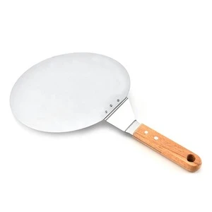 China round silver custom logo acceptable cake pie wooden stainless steel pizza peel