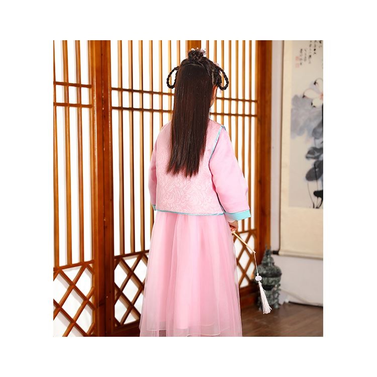 Chinese Winter Embroidery Suit Clothing Traditional Hanfu Children Dress