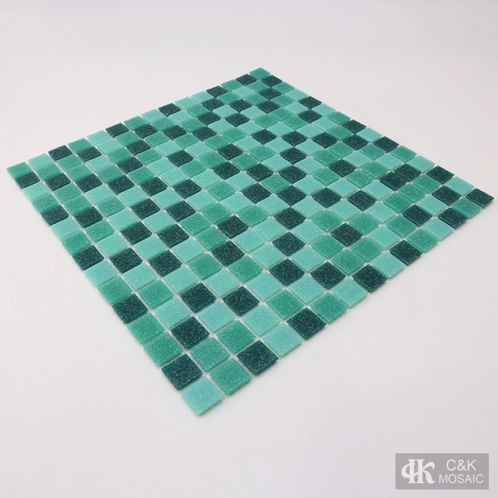 CNK China wholesaler hot melt glass green swimming pool mosaic tile