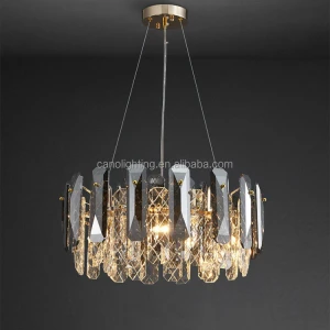 Cognac color luster crystal chandelier villa luxury crystal decoration lamp leisure place chandeliers & pendant lights
