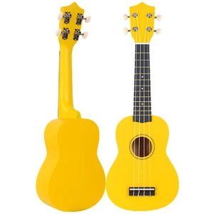 Colorful Acoustic Ukulele 4 Strings Hawaiian Guitar Guitarra Instrument for Kids Beginner or Basic players - yellow