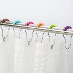 Colorful Acrylic  Beaded Stainless Steel Shower Curtain Hooks Rings