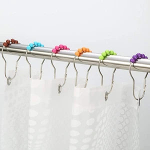 Colorful Acrylic  Beaded Stainless Steel Shower Curtain Hooks Rings