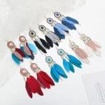 Colorful Feather Vintage Bohemian Fringed water drops earrings temperament wild earrings fairy earrings Boho Indian Jewelry