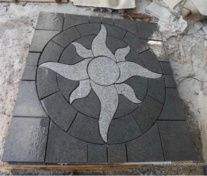 Compass Design on Black Granite,Granite pavers