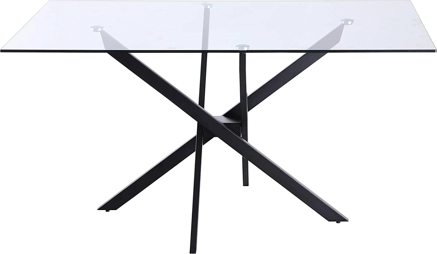 Contemporary Tempered Glass Top Dining Table with Durable Metal Base Dining Room Tables