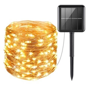 Copper wire 100 led solar string light for holiday home yard garden decoration