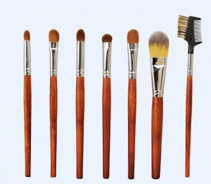Cosmetic Brush Set Rose Wooden Handle and Natural Hair
