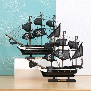 Creative home smooth sailing ornaments student gifts 30cm pirate ship wooden crafts