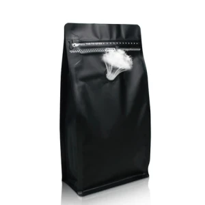 Custom 8 sides sealed plastic packaging flat bottom coffee bean bag with valve and zipper