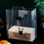 Custom Cheap Printed Die Cut Bread Cake Bakery Packaging Plastic Bag For Cake Box take Out Bag Clear Transparent Bag With Handle