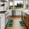 Custom Design Polyester Crystal Velvet Printed Kitchen Rug Kitchen Carpet 2 Piece Set PVC Kitchen Mat