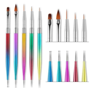 Custom Gradient Electroplating Colorful Nail art Pen Set Double-point Drill Painting Tool thin Liner Brush  Manicure DIY Tool