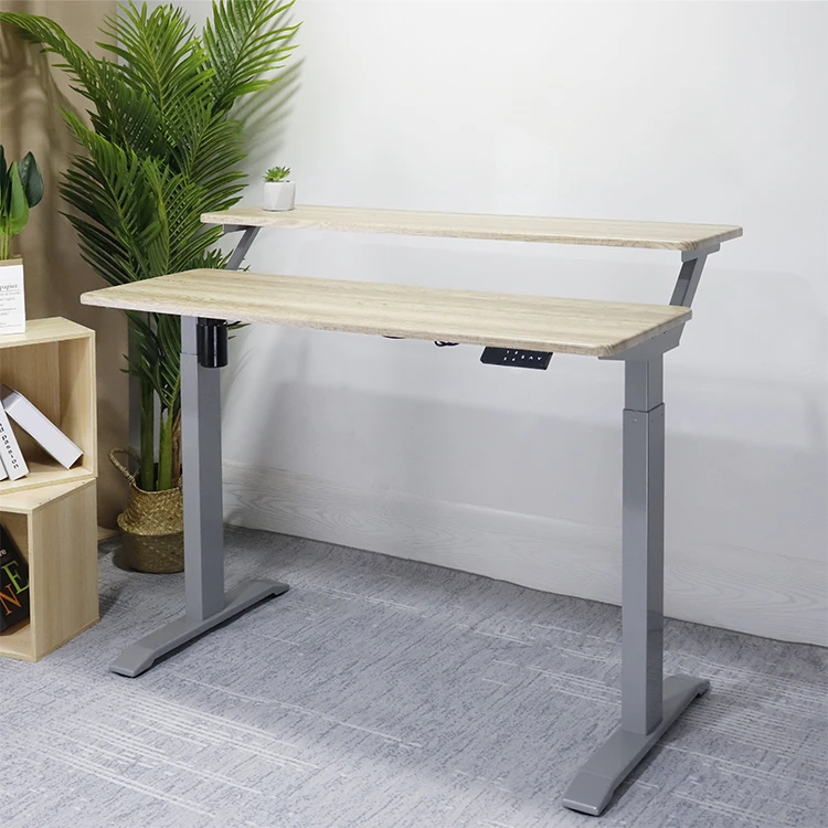 Custom Logo Home Office Furniture Double Layer Computer Desks Adjustable Height Desk Electric