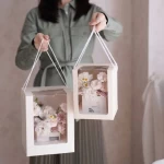 Custom Luxury Bouquet Packaging Flower Box Rose Valentine Gift Paper Rectangular Florist Display Boxes With Window