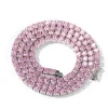 Custom Luxury Fashion Iced Out 4mm Pink Diamond Tennis Chain Necklace Jewelry