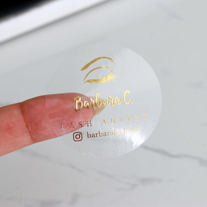 Buy Custom Printing Transparent Roll Logo Labels Clear Waterproof Gold ...