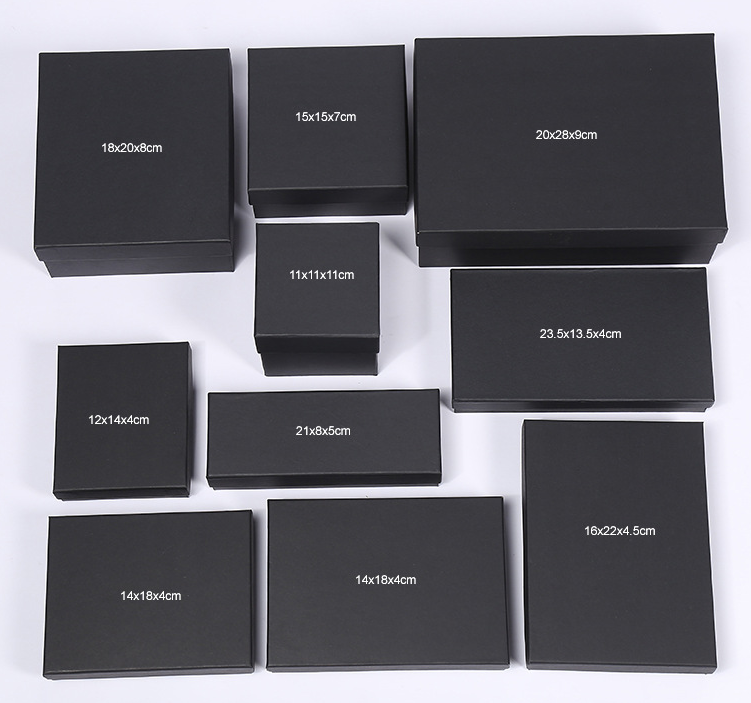 Buy Custom Recycled Logo Lid And Base Kraft Black Paper Gift Packaging ...
