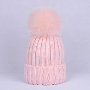 Custom satin lined funny winter hats with pom poms