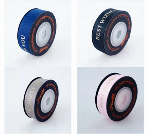 Custom silk grosgrain ribbon with logo packaging for flower boxes,printed ribbon package for gifts