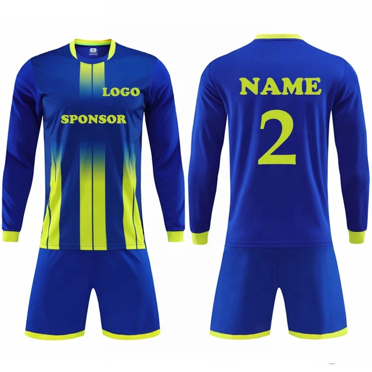 Custom thai soccer jersey club team football shirts long sleeve printed player name number soccer team wear
