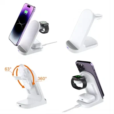 Customization Multifunction Qi2 15W Fast 3 in 1 Magnetic Wireless Charger Stand USB Samsung Wreless Charger Magsafe Qi Wireless Charger for iWatch Earpods