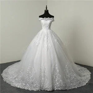 Customize Making 2020 Luxury Lace Embroidery Wedding Dresses 100cm Long Train Sweetheart Elegant Plus size  Bridal Gown