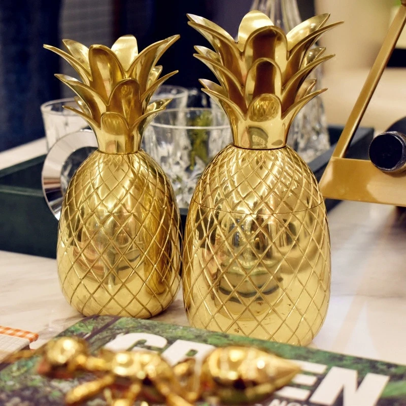 Customized large copper pineapple shape furnishings office desktop decoration household crafts
