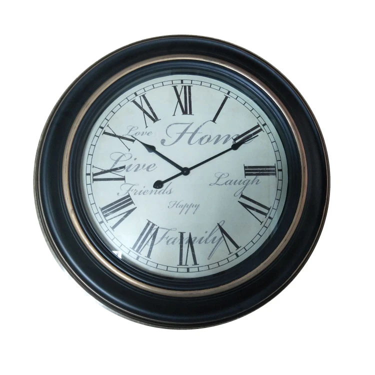 Customized Retro Silent Antique Plastic 24 Hour Wall Clock