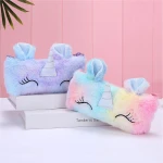 cute girls cartoon pu leather cosmetic makeup bag pen organizer trousse scolaire plush dog animal kids kawai pencil case