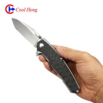 D2 steel blade Titanium + Carbon Fiber Handle Tactical pocket knife Outdoor survival knife Folding knife