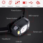 DAINING New Amazon Headlight Waterproof Sensor Rechargeable Outdoor Led Headlamp