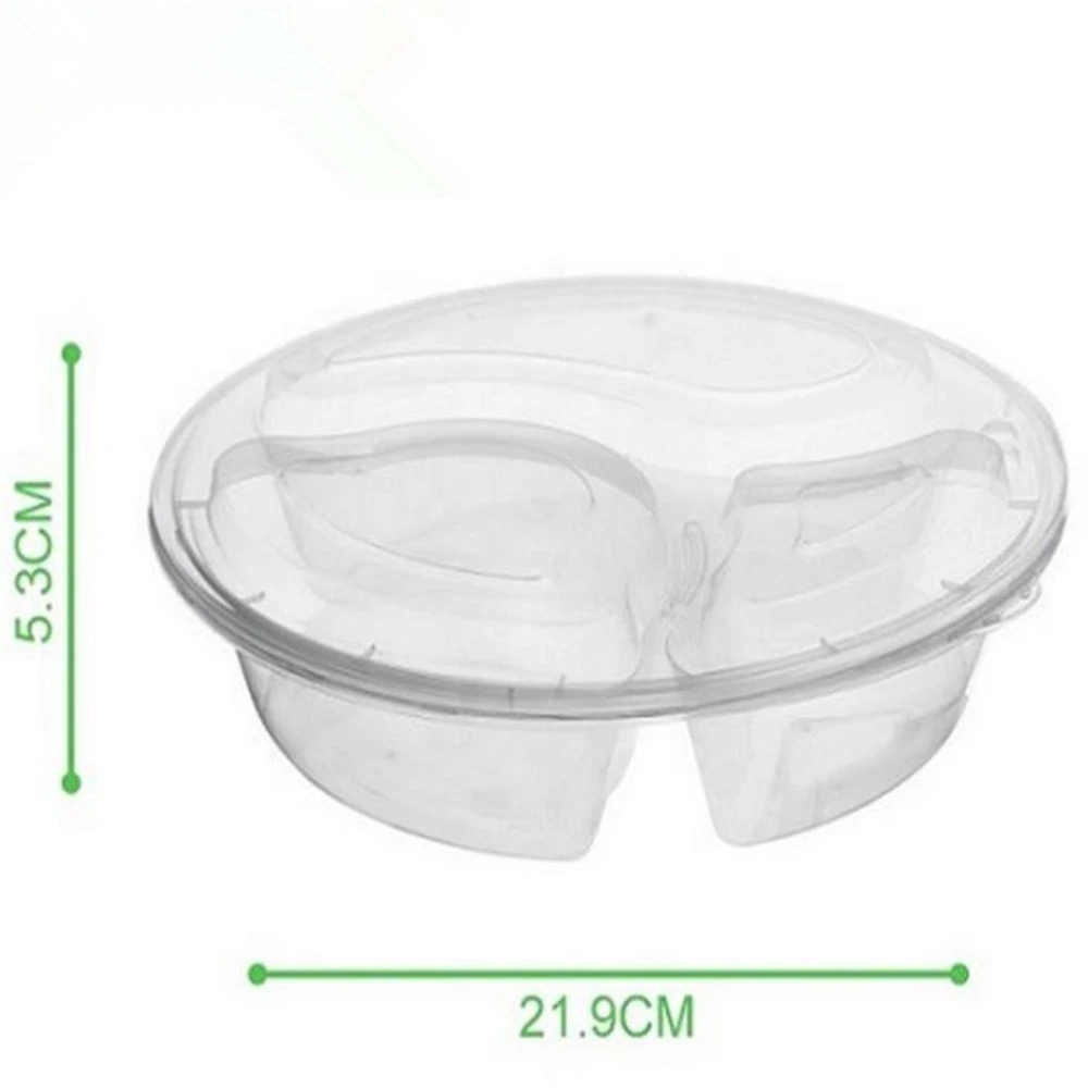 Disposable Three Compartment Round Plastic Food Packaging
