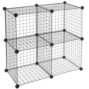 DIY freedom assembly bookshelf pet cage wardrobe stackable interlocking furniture iron mesh wire storage shelves