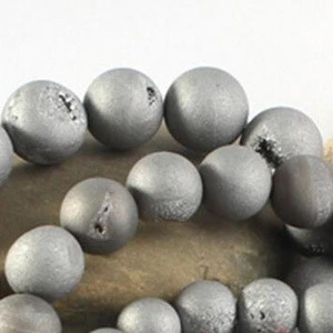 Druzy quartz agate round loose bead for apparel decoration silver
