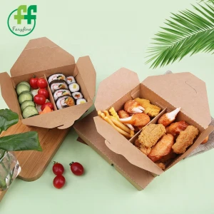eco friendly customized printed food box disposable takeaway fried chicken lunch box 2 compartment